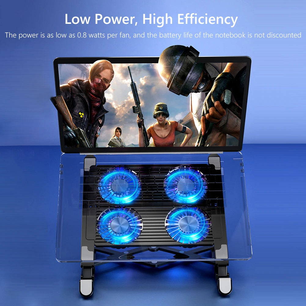 Laptop Cooling Pad with 2/4 Fans Foldable Notebook Stand RGB Silent Gaming Laptop Cooler Fan 7 Height for 11-17.3 Inch Notebook