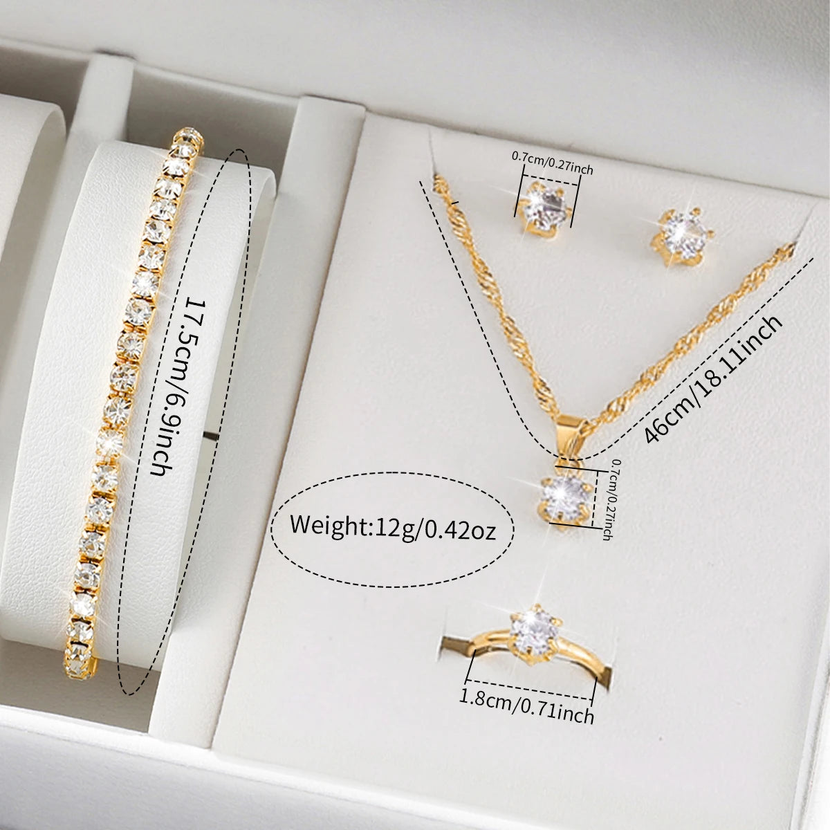 6PCS Women's Rhinestone Quartz Watch Jewelry Set - Smarsty