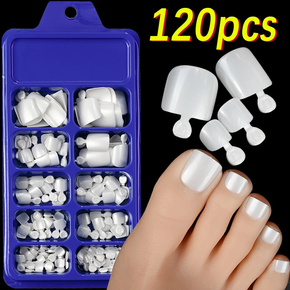 120 Pieces Pink Square Toe Nail Tips Full Cover Extensions - Smarsty