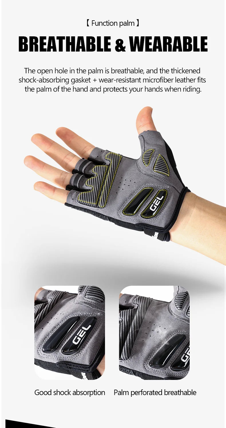 Breathable Half Finger Cycling Gloves Shock Absorption - Smarsty