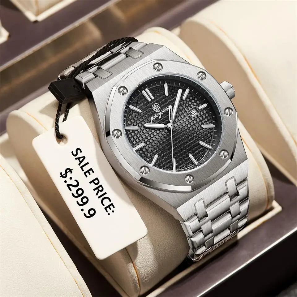 Luxury Waterproof Quartz Watch with Luminous Date Feature - Smarsty