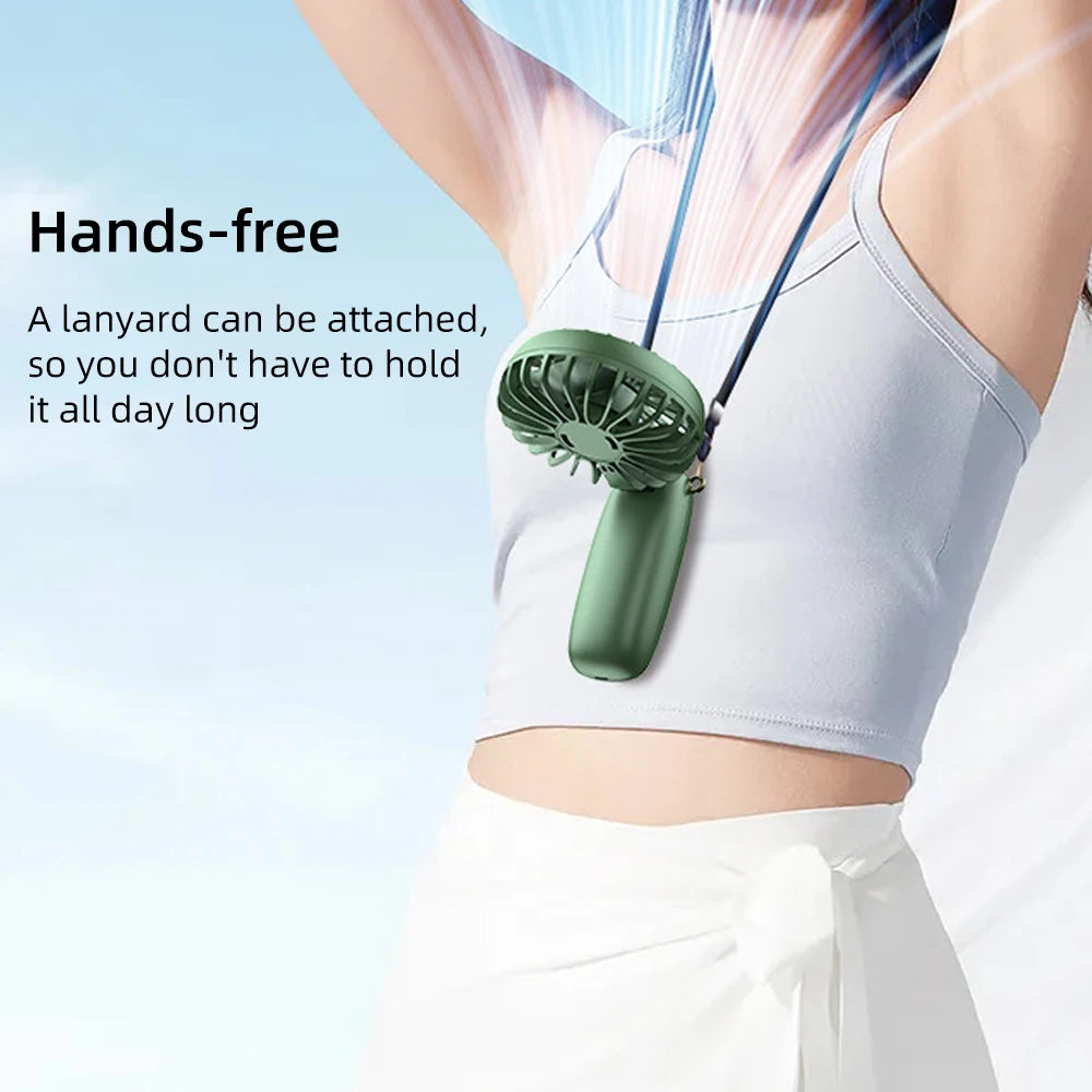 2PCS Mini Handheld Fan 6 Speed USB Rechargeable Portable Foldable Desk Neck Hanging Fan with Phone Stand