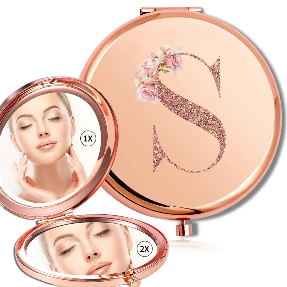 Rose Gold Double Sided Makeup Mirror Compact Design - Smarsty