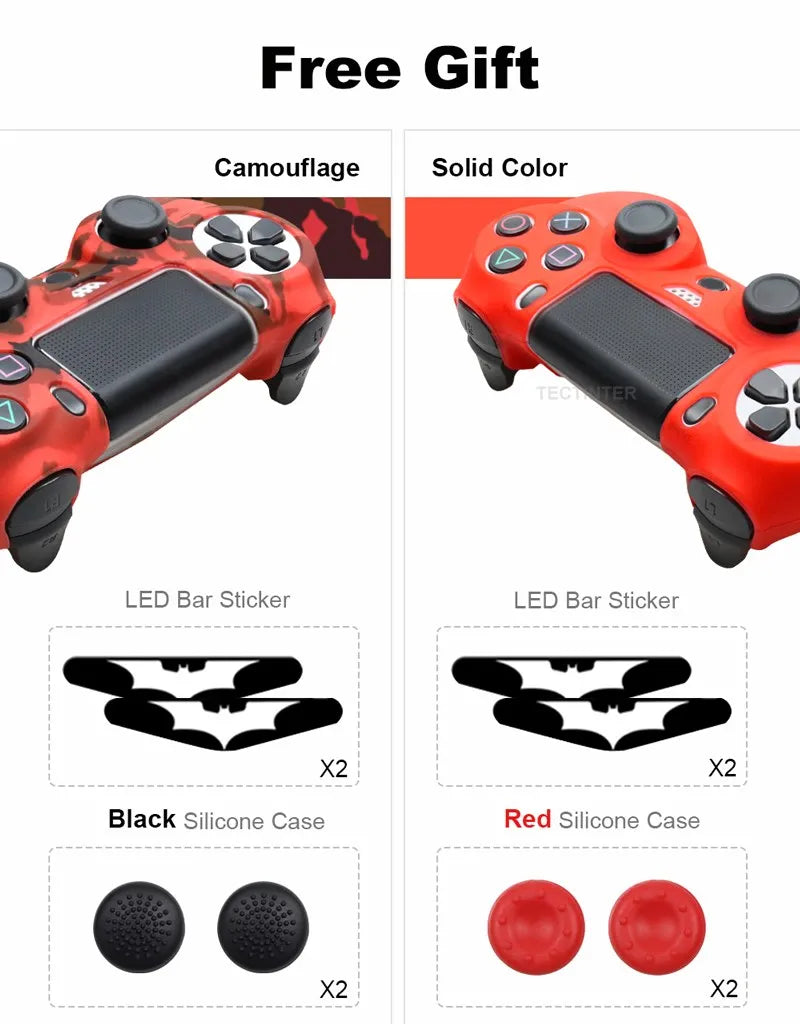 Silicone Skin Case for PS4 Controller with Grip Caps - Smarsty