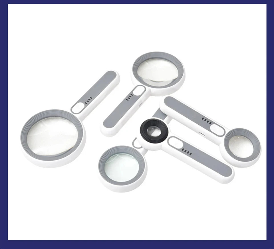 Rechargeable Handheld Magnifier with LED Light for Easy Reading - Smarsty