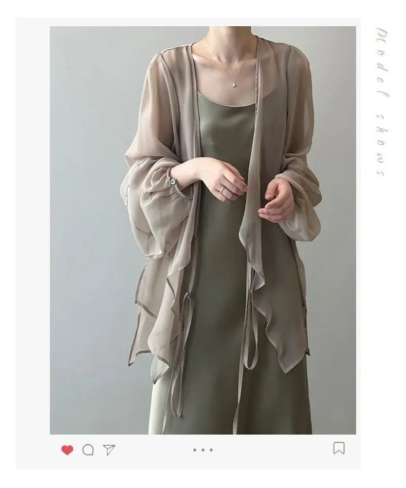 Shirts Women V-neck Loose Long Sleeve Open Stitch Korean Style Lace-up Simple Solid Summer Chiffon Breathable Minimalist Stylish - Smarsty