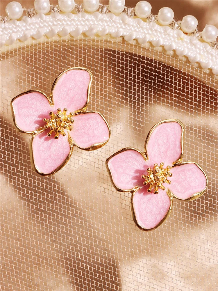 Hibiscus Flower Stud Earrings Romantic Vintage Gift - Smarsty