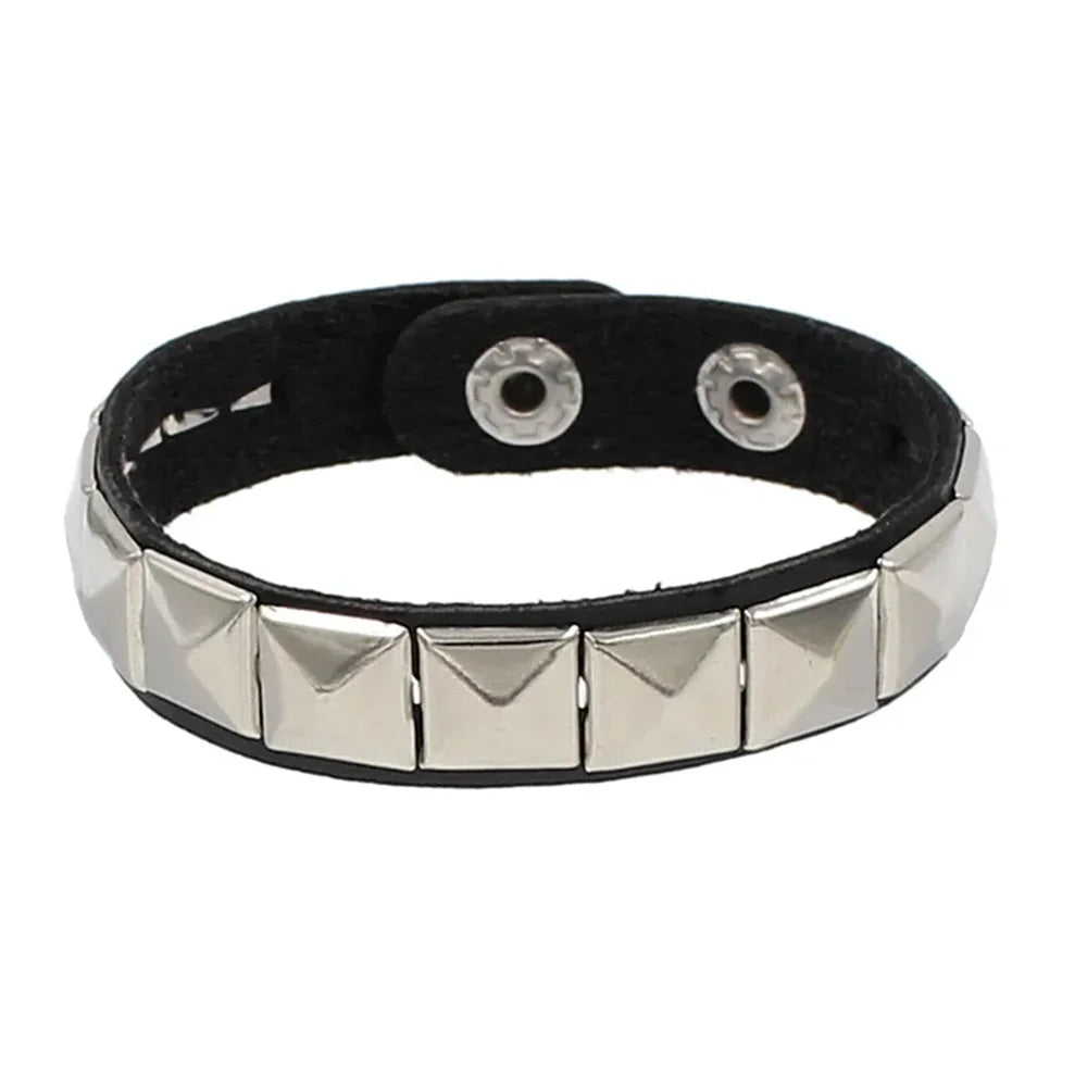 Adjustable Punk Rock Studded Leather Bracelet Set - Smarsty