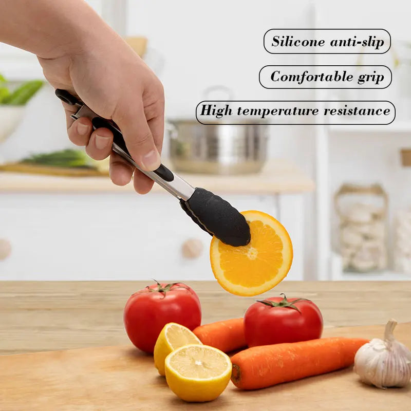 Black Silicone Food Tongs for Easy Cooking and Grilling - Smarsty