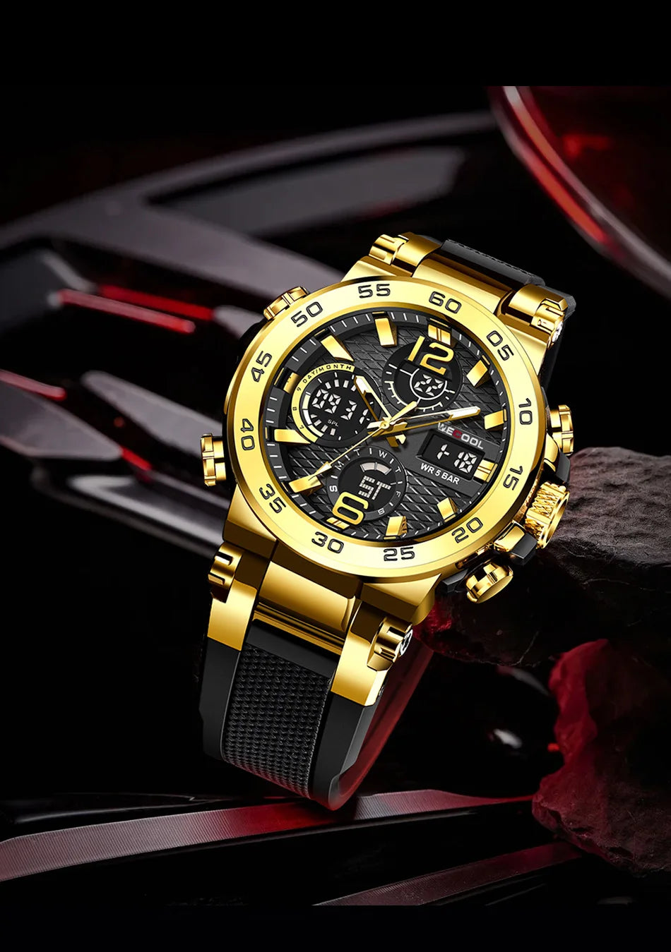 Wecool Waterproof Dual Display Alarm Clock Watch - Smarsty