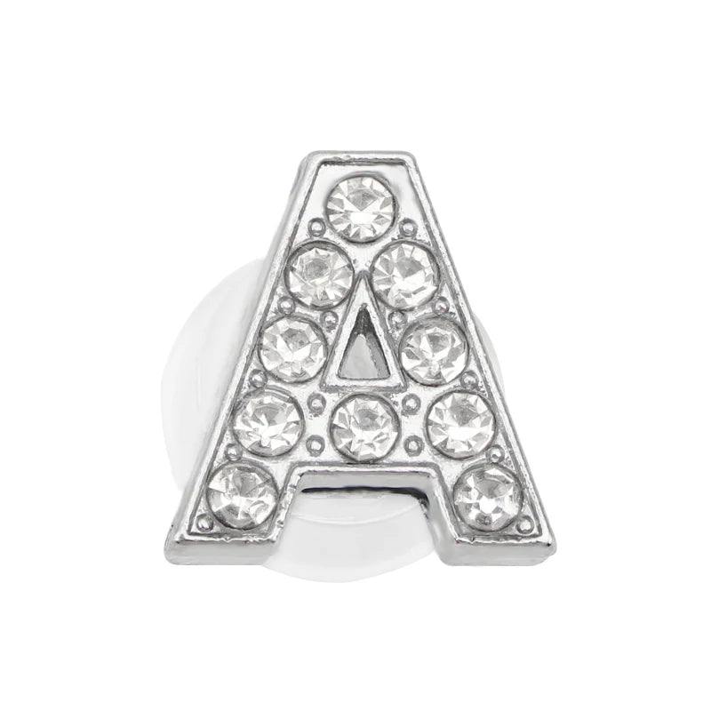 1PC Shoe Charms Glitter Rhinestone Letter Crystal Alphabet Shoes Charm Decorations Jewelry Slider Bracelet Wristbands Accessorie