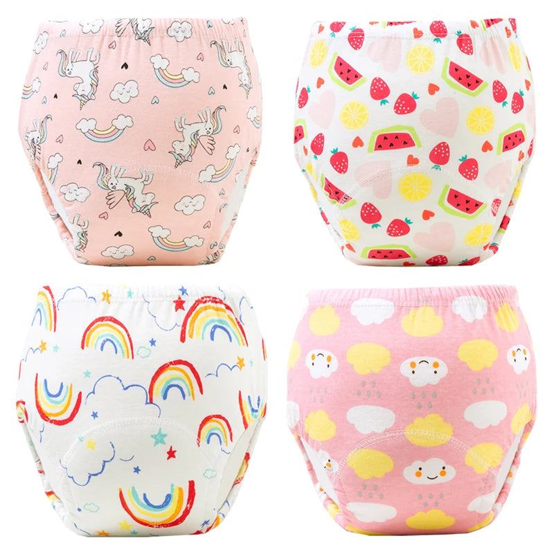 4PCS Baby Waterproof Diapers Pee Shorts Underwears Reusable Soft Ecological Cotton Toddler Potty Training Pants For Boys Girls by Smarsty