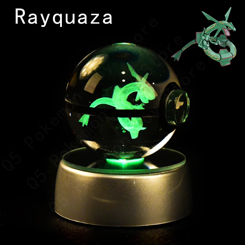 Pokemon Crystal Ball 3D Pikachu Mewtwo Mew Gengar Night Light Lamp Base Pokeball Crystal Pokemon Glass Ball Figure Birthday Gift - Smarsty