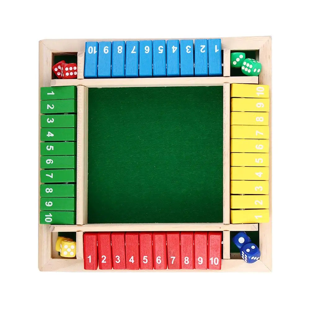 Arithmetic Dice Board Game Four-Sided Flip Card Games Box Dice Toys Wooden Flaps Dices 4 Players Party Number Game Board Games - Smarsty