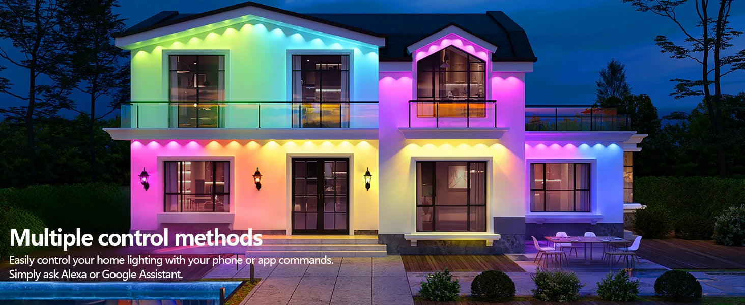 150ft 100ft 50ft Permanent Outdoor Lights Smart RGBIC Outdoor Lights with 75 Scene Modes String Lights with 90 LEDs for Garden