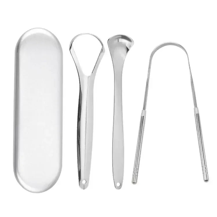 Premium 1pcs/3pcs Metal Tongue Scraper Cleaner for Adults & Kids Portable Stainless Steel Tongue Scrapers Brushes for Removing - Smarsty