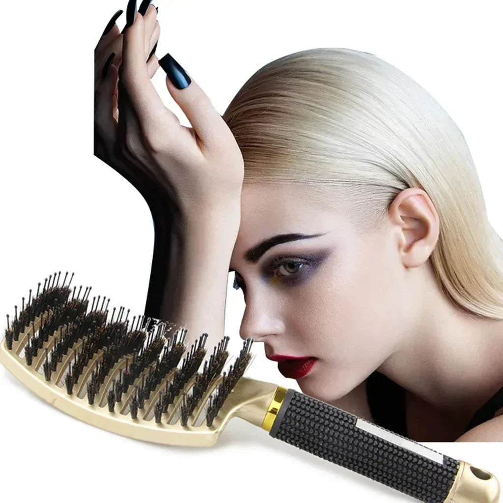 Boar Bristle Hair Brush for Scalp Massage and Detangling - Smarsty