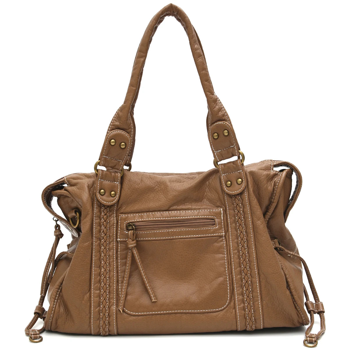 PU Leather Tote Bag With Zip Pockets Crossbody For Travel - Smarsty