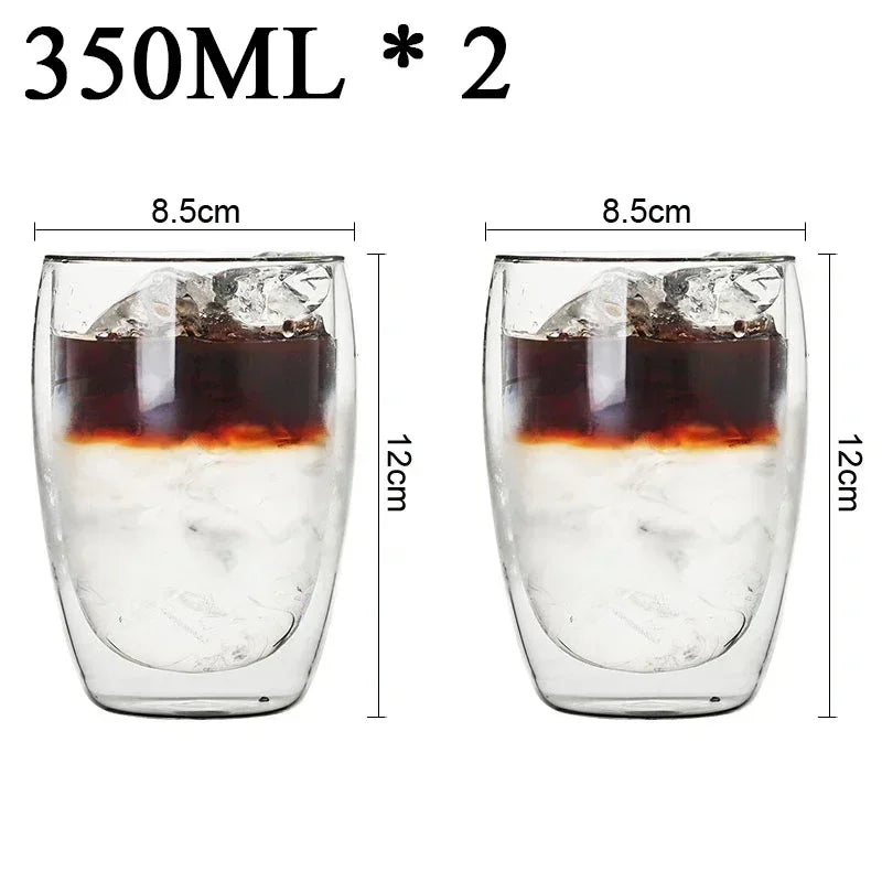 Double Wall Borosilicate Glass Mugs Set Heat Resistant - Smarsty
