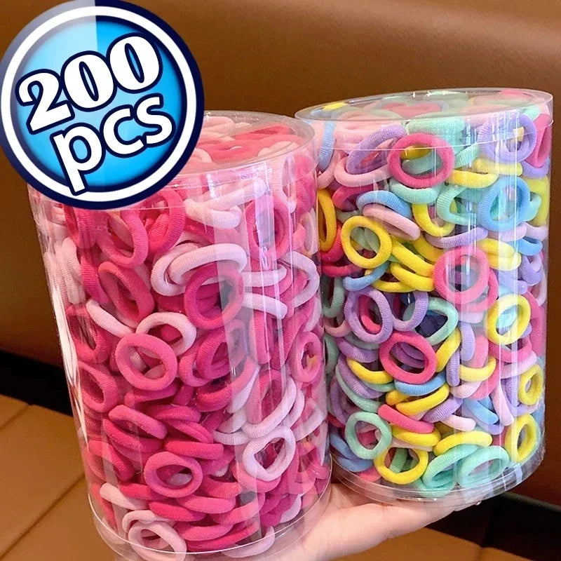 200 Pack Nylon Hair Bands Colorful Gentle No Damage - Smarsty