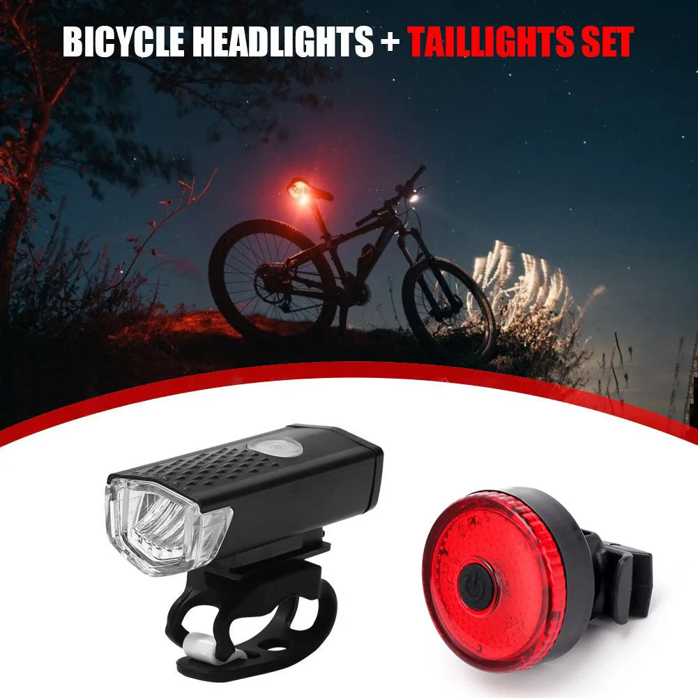 Cycling LED Lantern Bicycle Front Rear Light Set Bike USB Charge Headlight Light MTB Waterproof Taillight Bike Parts Accessories