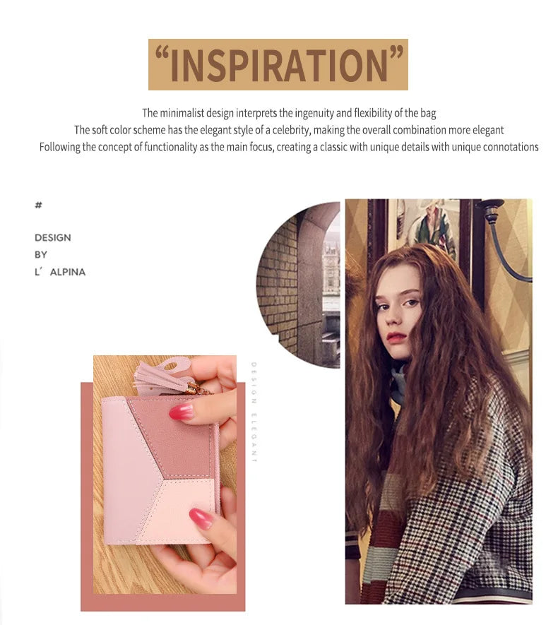 Fashion Women's Wallet Zipper Coin Purse Lady Short Clutch Purse Handbag Patchwork Leather Female Card Holder Wallet Phone Pouch