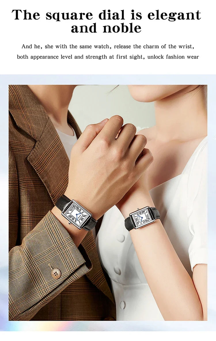 Luxury Waterproof Couple Watch with Leather Strap - Smarsty