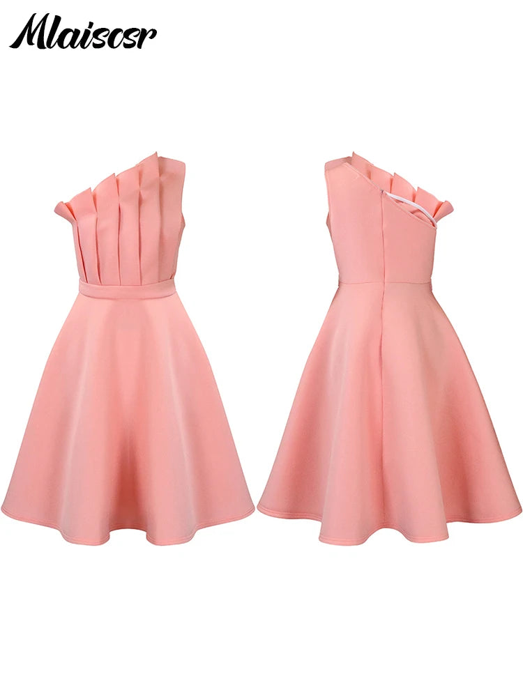 Mlaiscsr African Evening Party Dresses Women Autumn Elegant Off Shoulder Strapless Sleeveless Fold Birthday Night Midi Dress