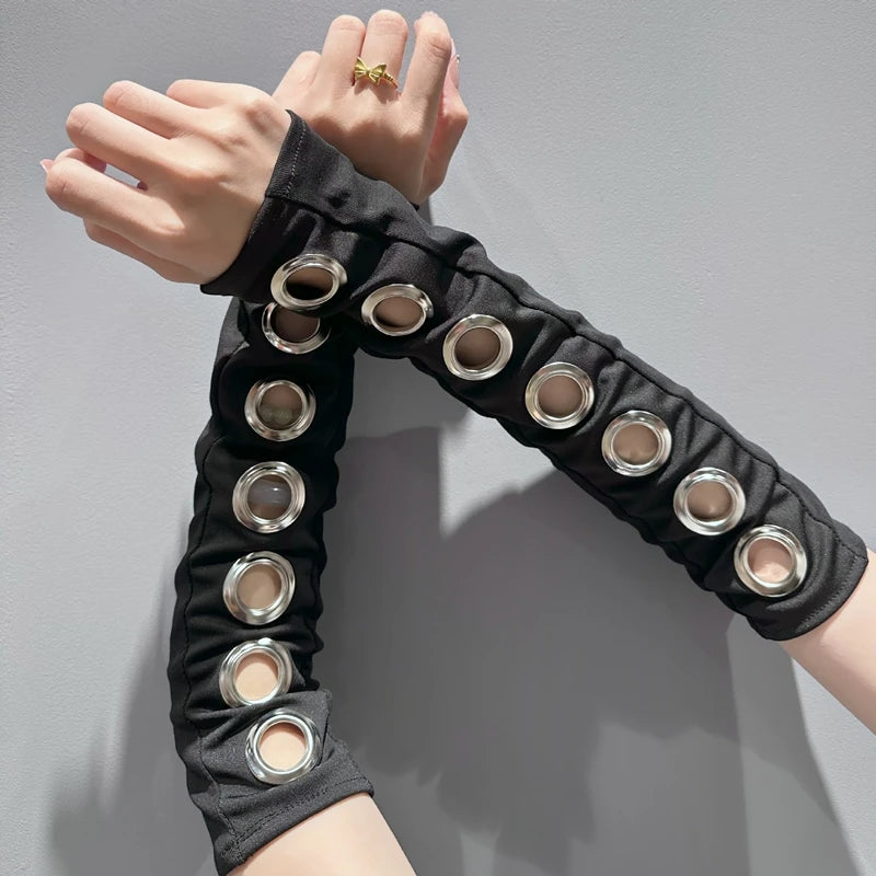 Punk Grunge Wide Elastic Headband Stretchy Metal Look - Smarsty