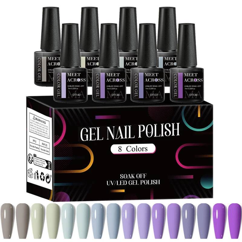 Fluorescent Gel Nail Polish Set With Glitter Finish - Smarsty