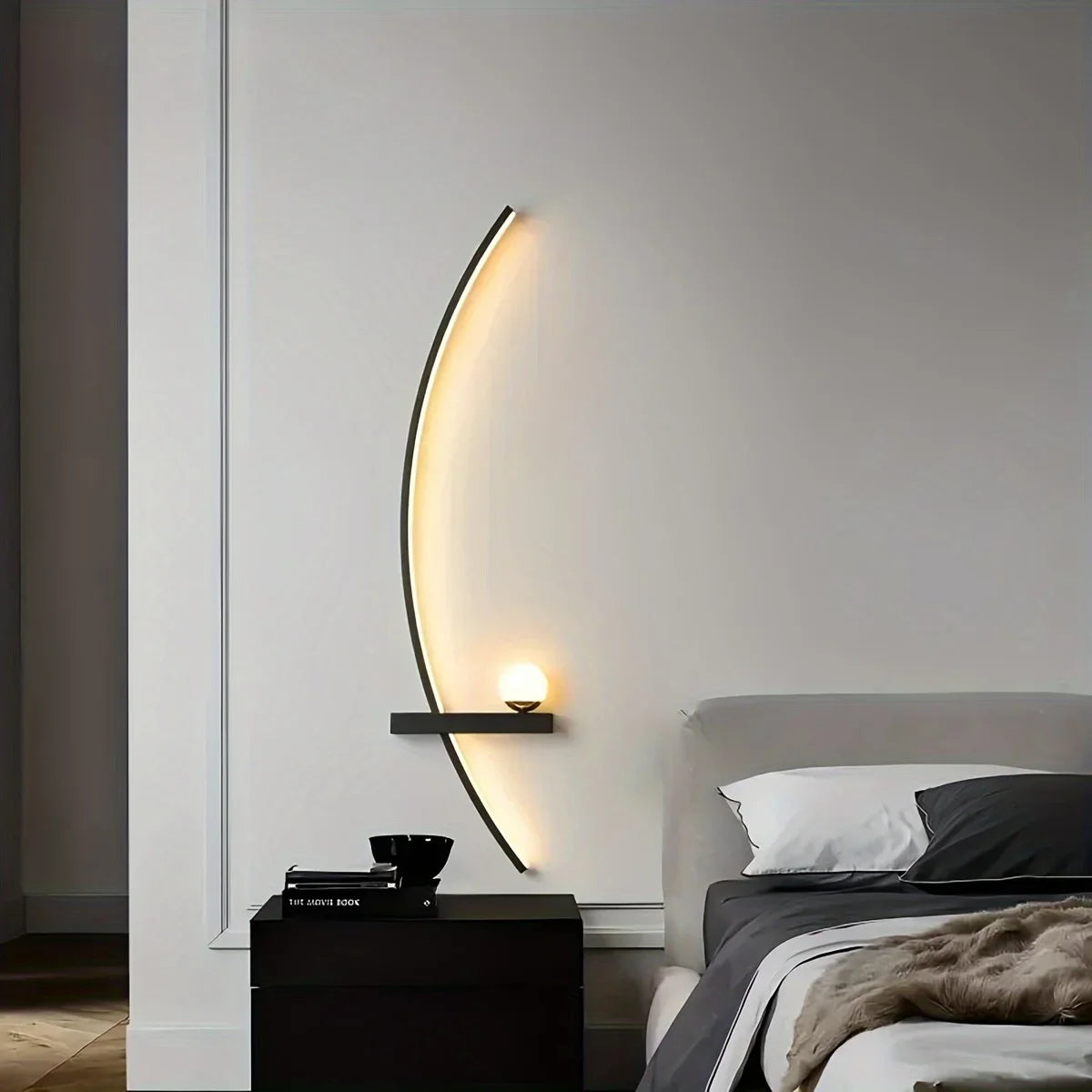 2pcs Modern Adjustable LED Wall Sconce, 31.5" Arched Metal Bedside Lamp, 3000K Warm Glow, Indoor Use for Bedroom
