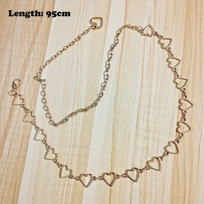 Women High Waist Metal Chain Belt with Crystals - Smarsty