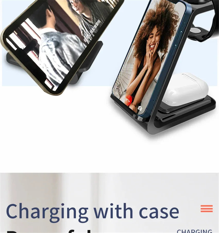 Three In One Wireless Charger Stand Fast Charging Dock - Smarsty