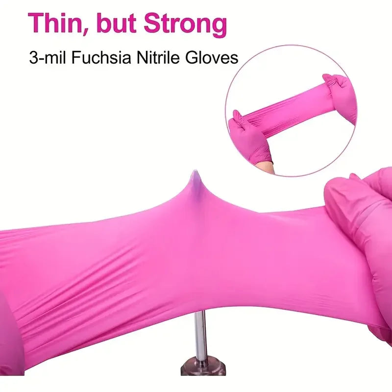 Fuchsia Nitrile Disposable Gloves 20/100PCS 3-mil Powder & Latex Free Household Cleaning Gloves for Cooking Kitchen Esthetician - Smarsty