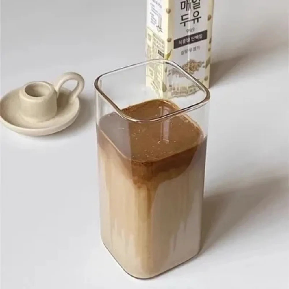 Square Heat Resistant Glass Coffee Cup With Lid - Smarsty