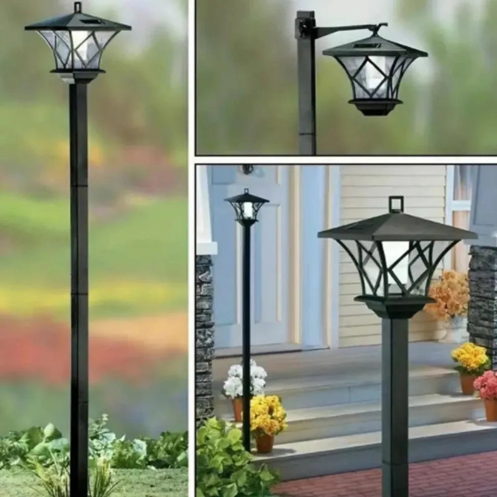 59'' Solar Lamp Post Light, Outdoor Solar Lamp Post Lighting, Aluminum Retro Black Light Pole