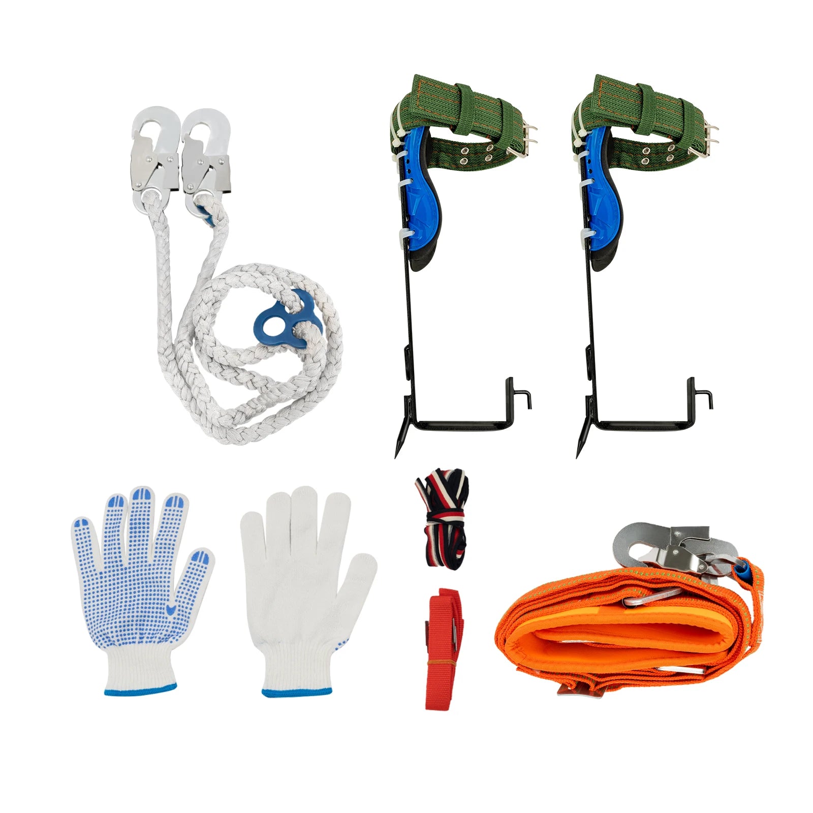 Tree Climbing Spikes Kit w/Safety Harness Gloves Double Teeth Tree Climbing Gear Climber Arborist Aider Tool