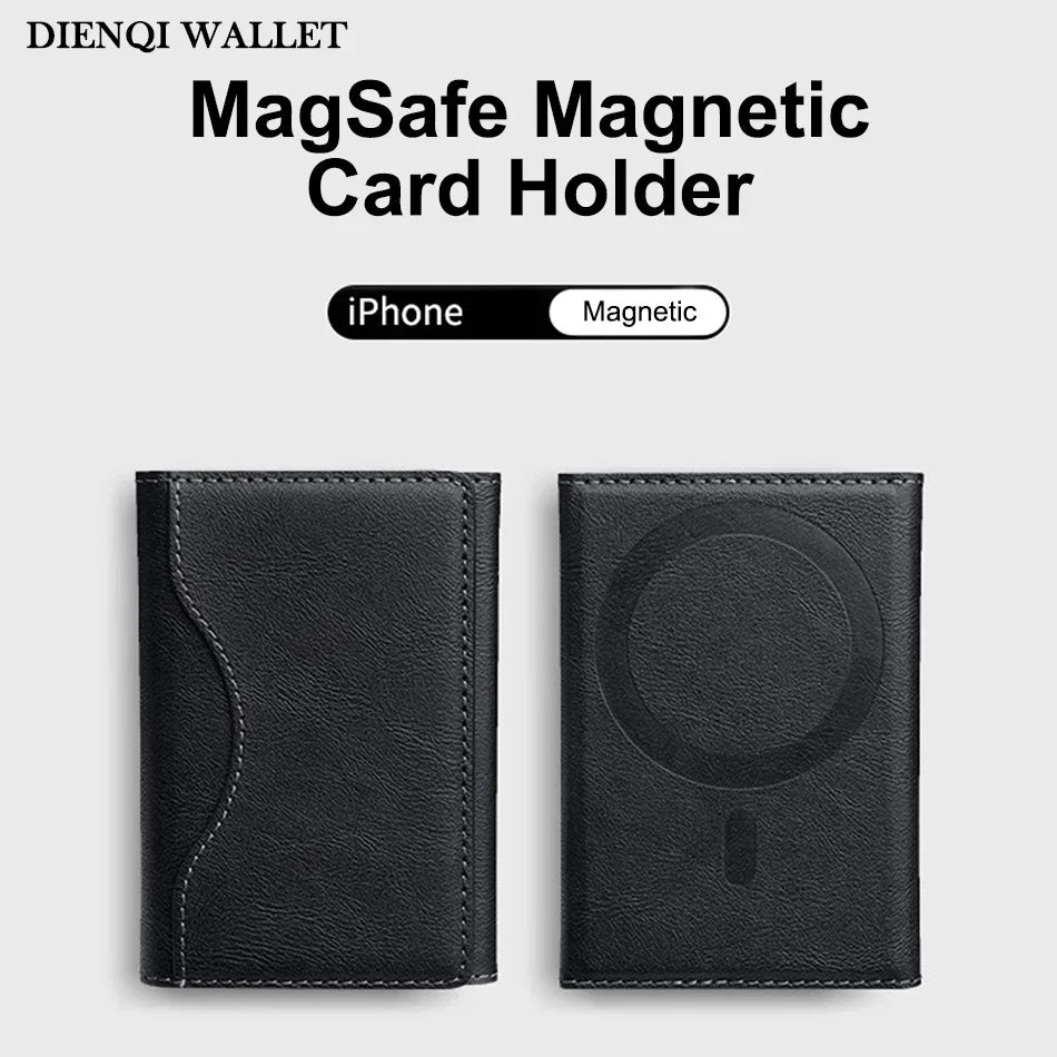 Magsafe Card Holder PU Leather Trifold Magnetic Cardholder Card Bag Wallet for Apple for IPhone 16 15 14 13 12 Pro Max Mini
