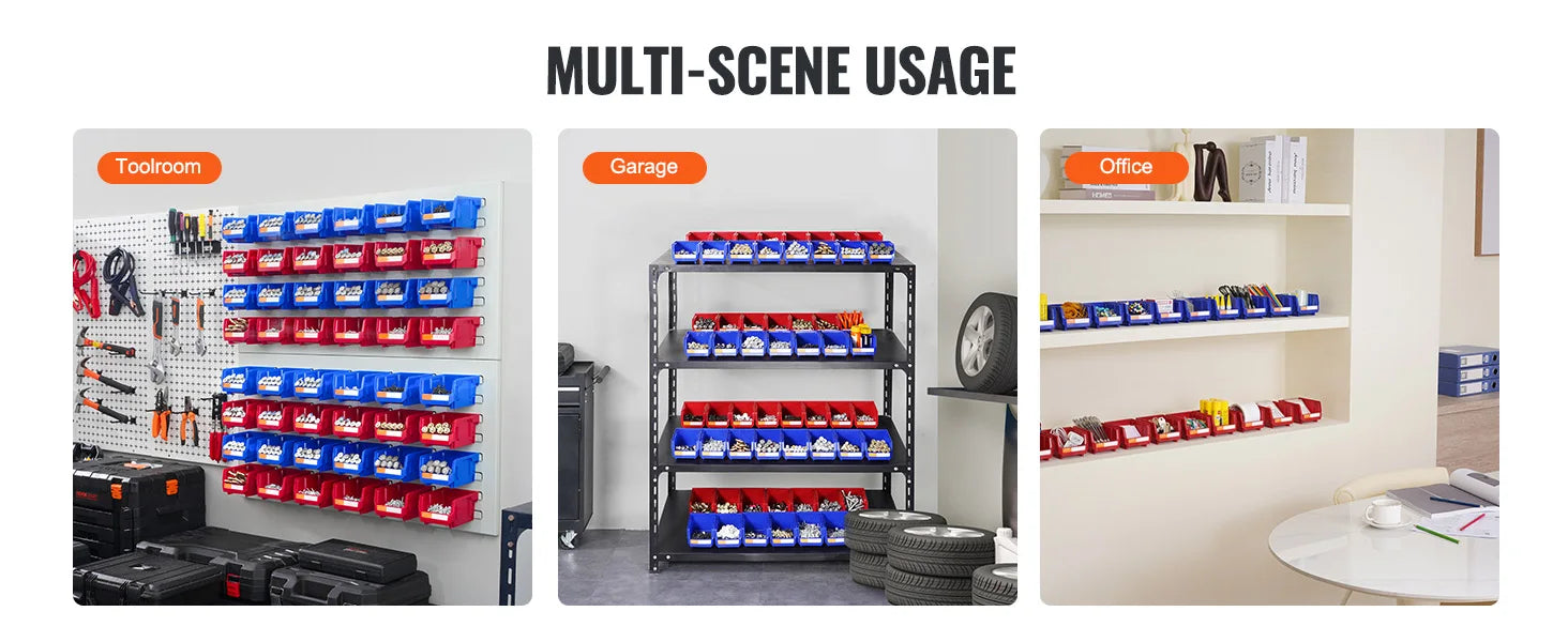 SucceBuy Storage Bin 24pcs Stackable Organizer Bin 5x4*3inch Freestanding Tiered Shelf for Garage Hanging Stacking Container