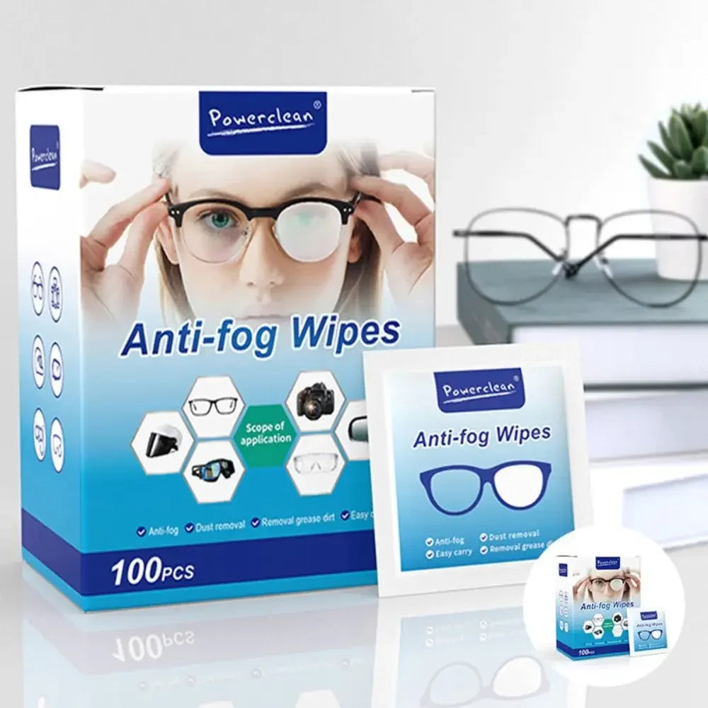 100Pcs/Box Glasses Cleaner Wet Wipe Disposable Anti Fog Misting Dust Remover Cleaning Lens Wipes Sunglasses Phone Screen - Smarsty