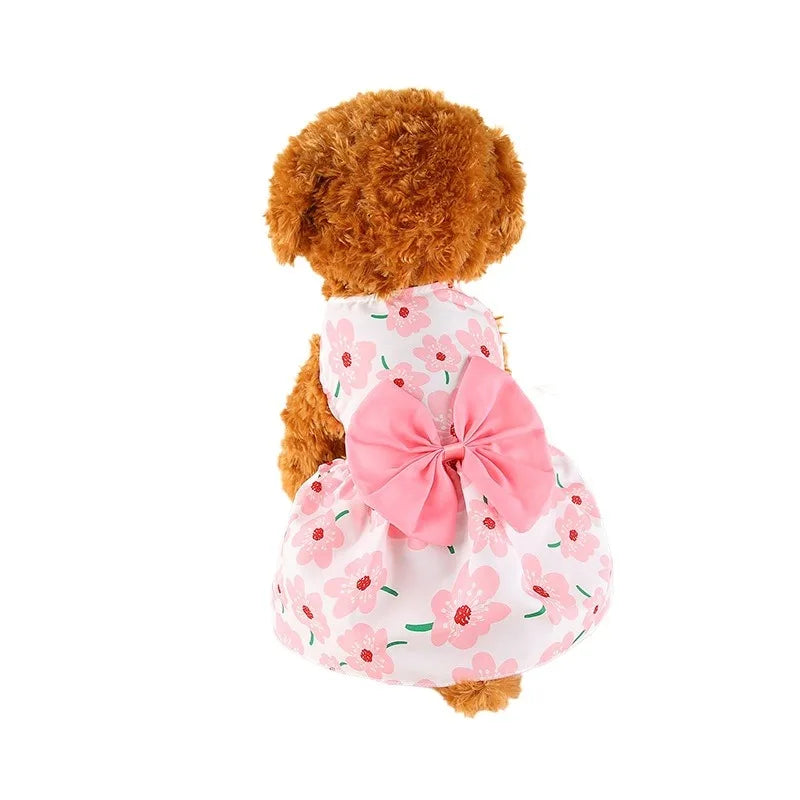 Cute Dog Princess Dress with Bow and Lace - Smarsty