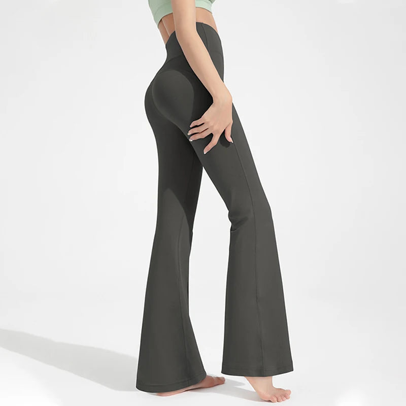 Naked High Waisted Waist Cinching Hip Lifting Fitness Exercise Elastic Bell Bottom Pants Women Casual Outdoor Running Yoga Pants - Smarsty