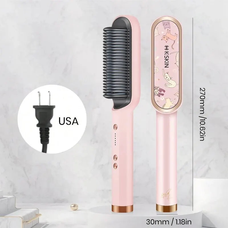 KSKIN 2 in 1 Hair Straightener Brush for Smooth Styling - Smarsty