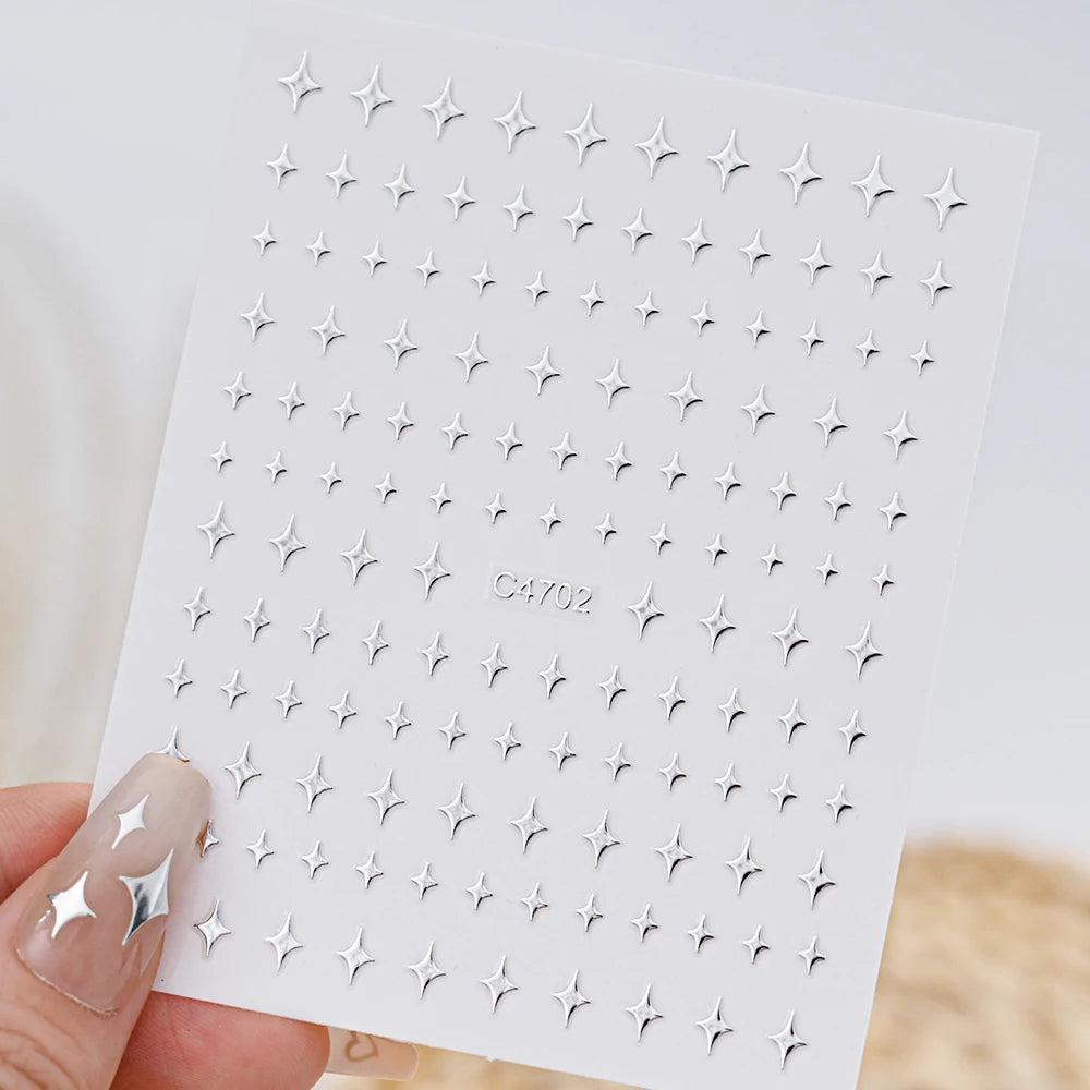Metallic 3D Star Nail Art Stickers Set - Smarsty