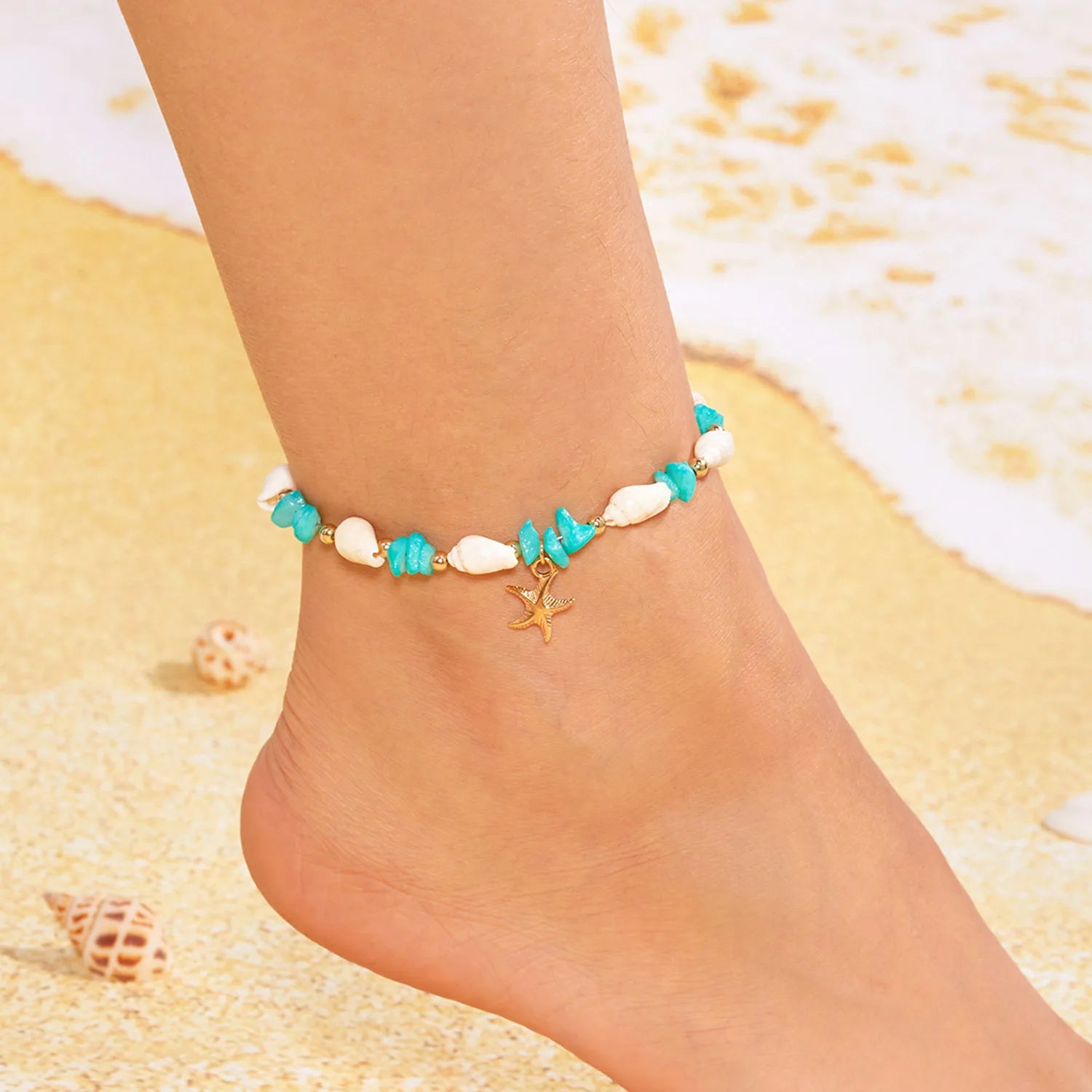 Bohemian Starfish Pendant Beaded Bracelet for Women - Smarsty