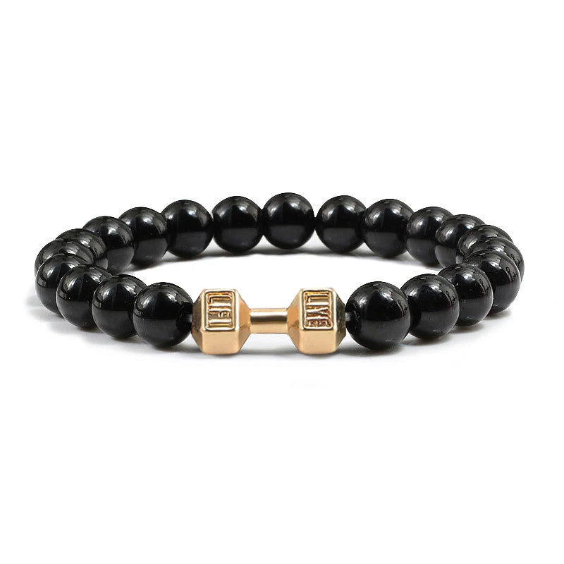 Natural Stone Dumbbell Bead Bracelet for Energy and Style - Smarsty