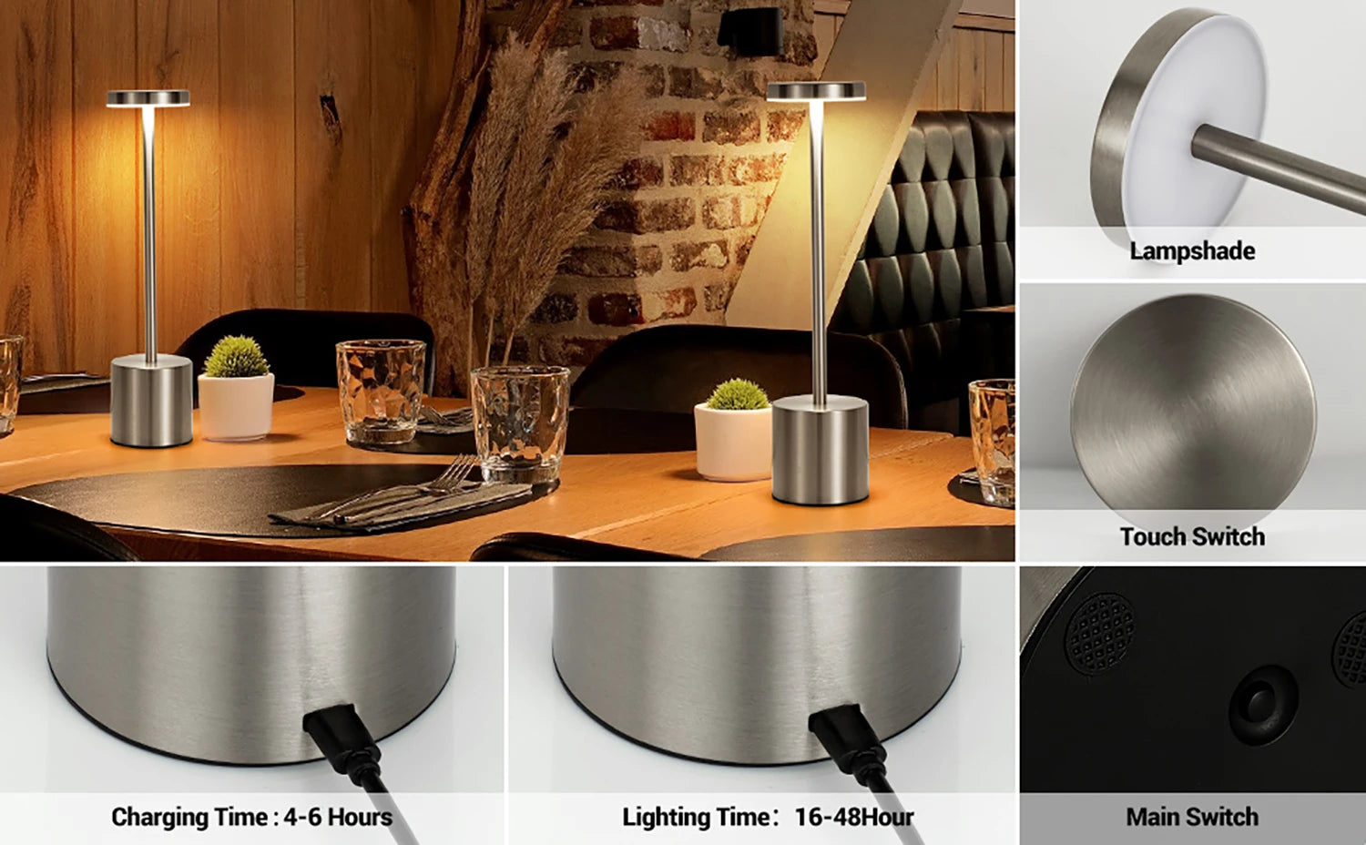 USB Rechargeable LED Night Light Touch Table Lamp - Smarsty