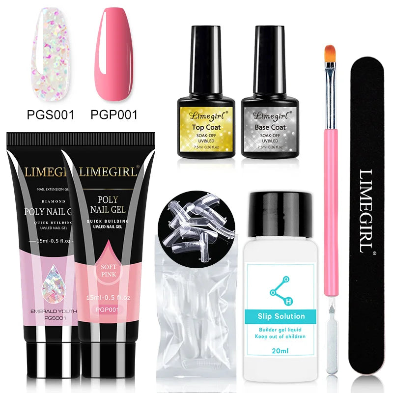 Nail Art Poly Gel Kit for Beginners with Soaking Solution - Smarsty