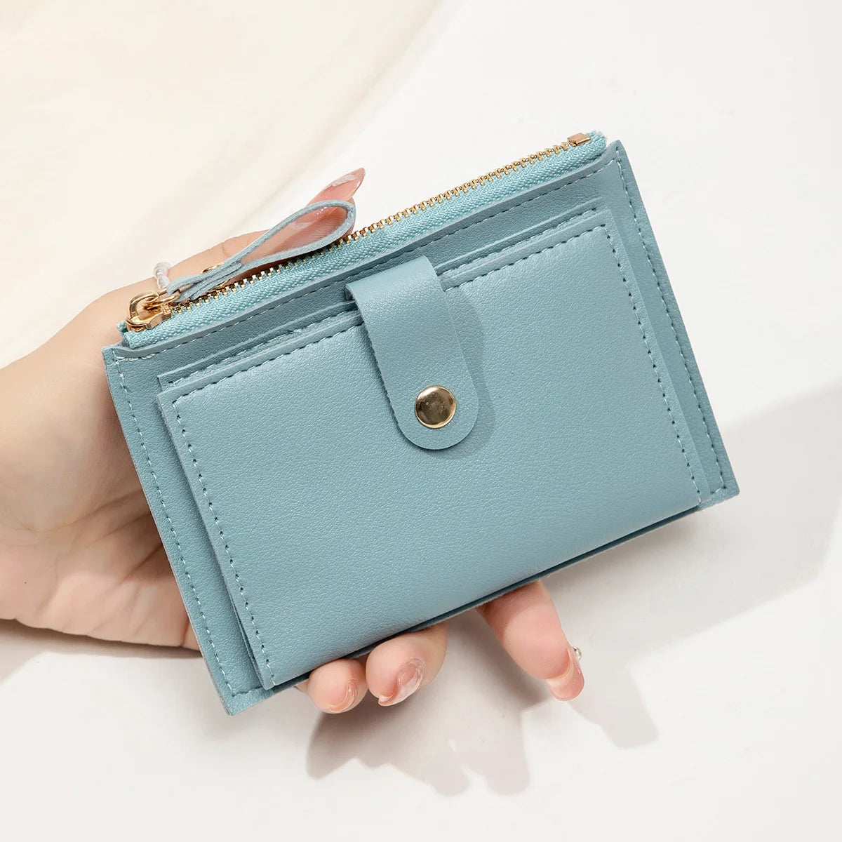 Minimalist and fashionable women's short card bag, ultra-thin mini PU leather zero wallet, women's credit card holder wallet