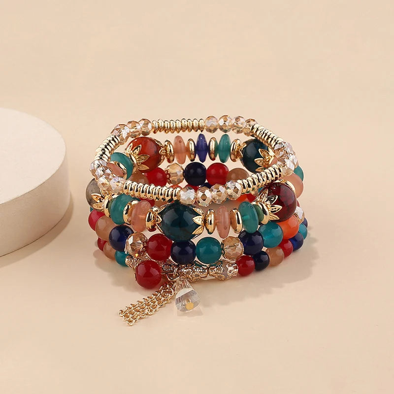 Colorful Glass Beaded Bracelet Set for Women - Smarsty